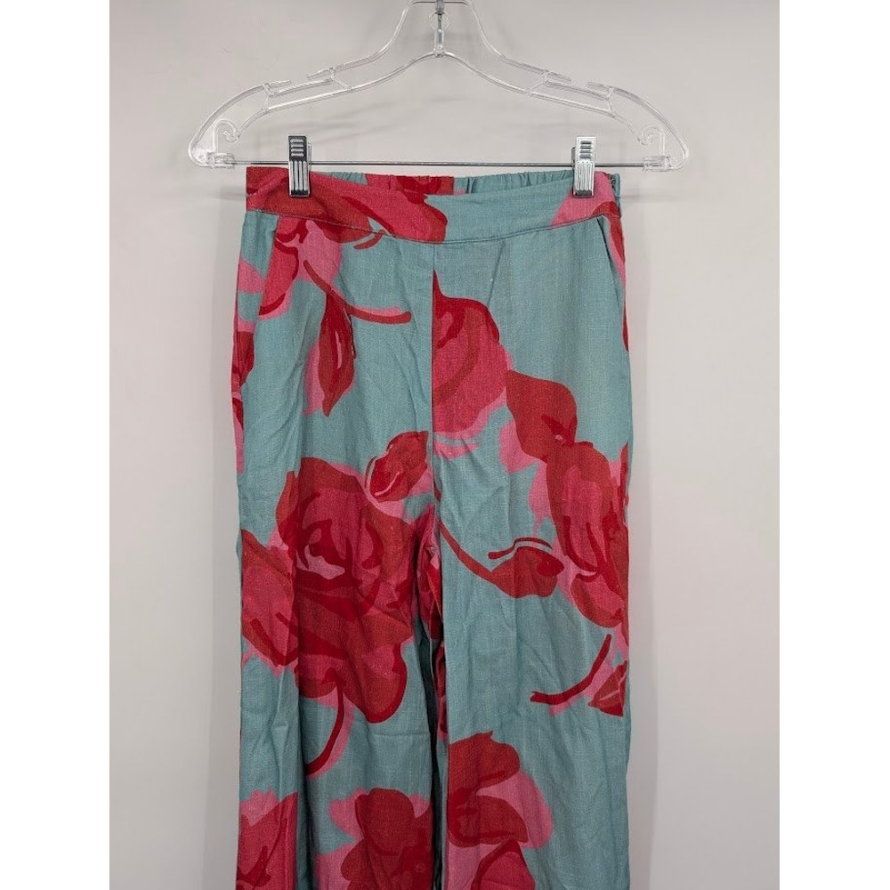 Rhythm Inferna Floral Wide Leg Long Pant Blue red NWT Women's XS